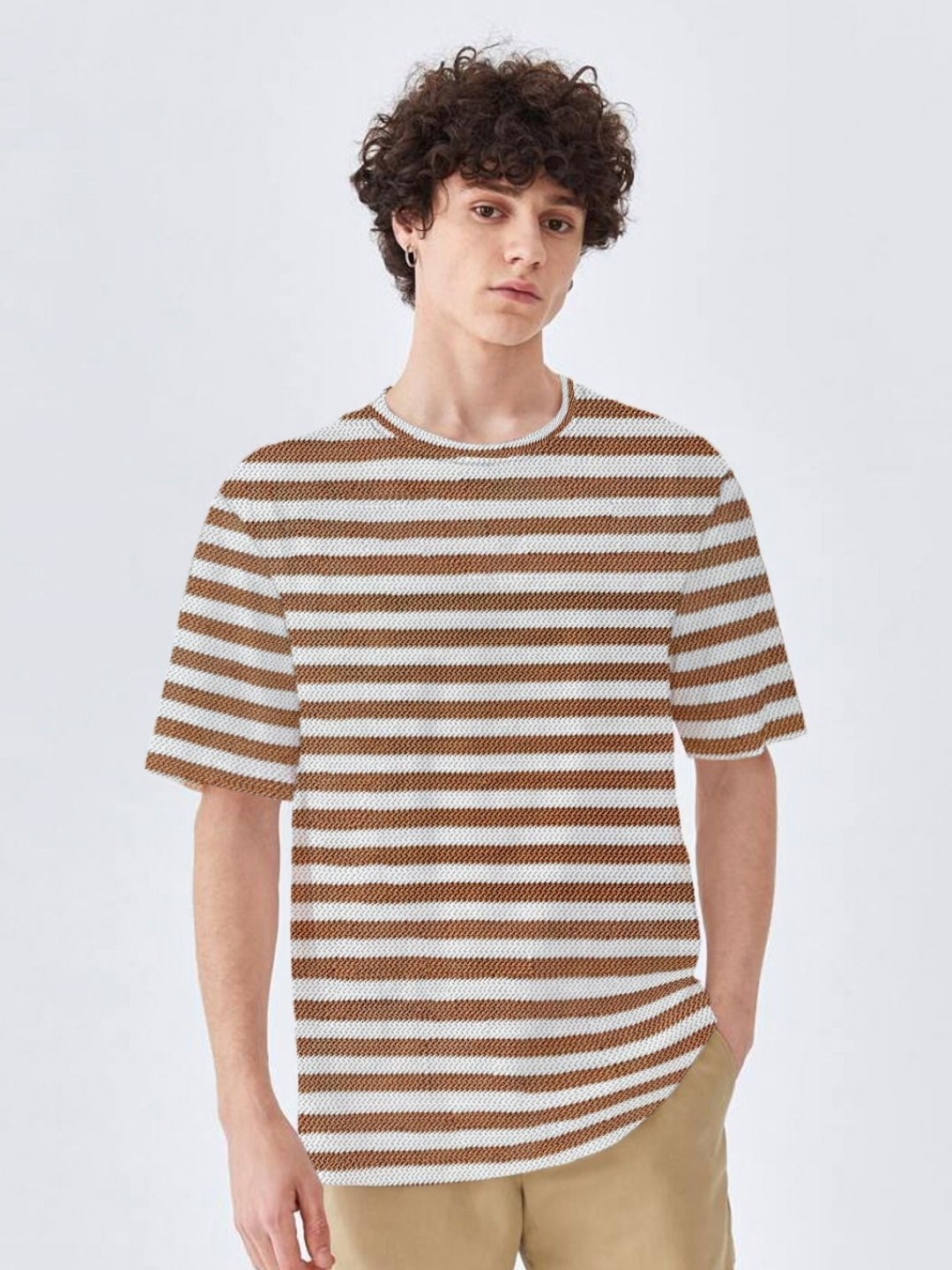 

The Dry State Men Striped Pockets T-shirt, Brown