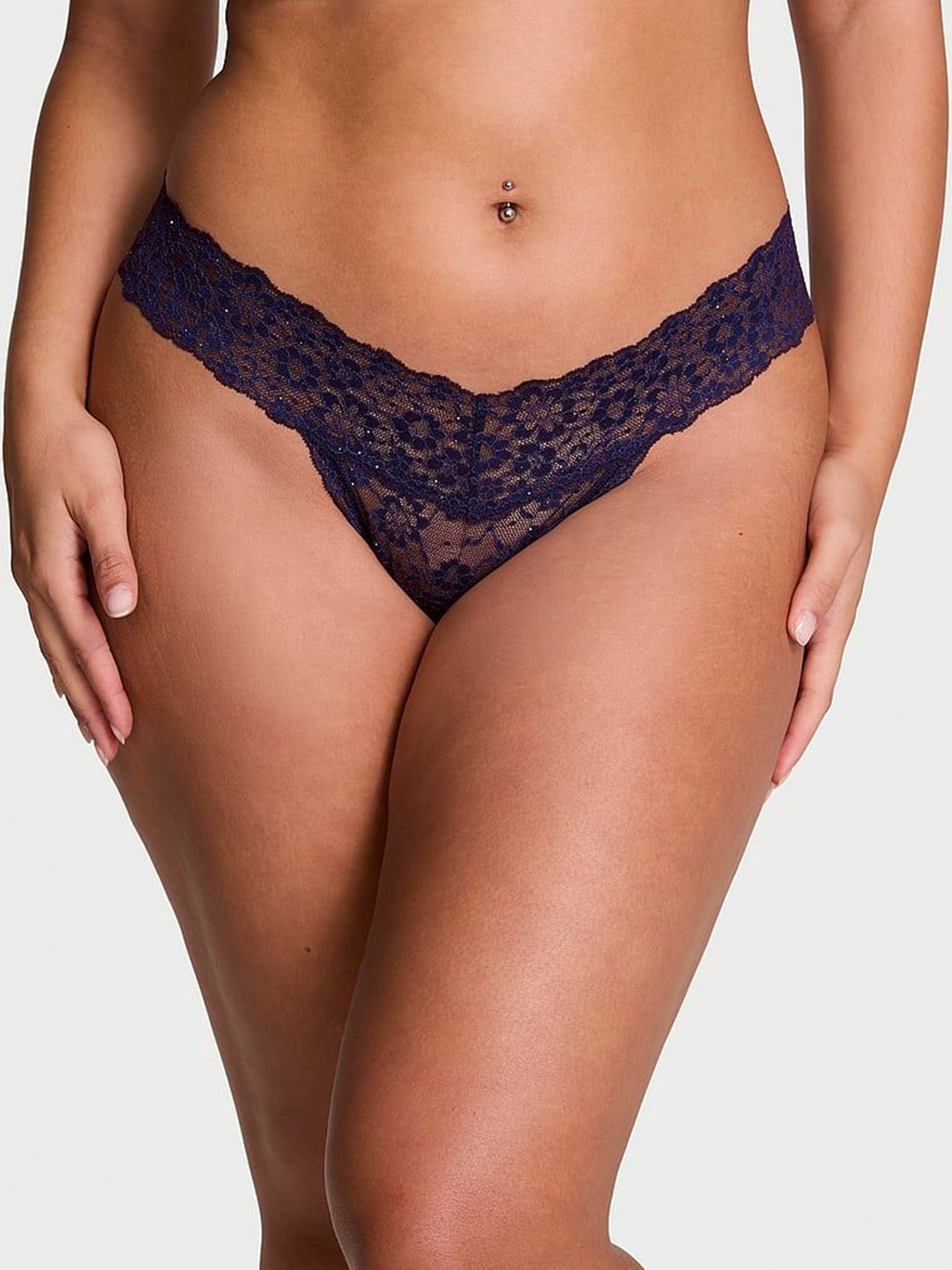 

Victoria's Secret The Lacie Sequin Posey Lace Thong Panty 112536286F5U, Purple