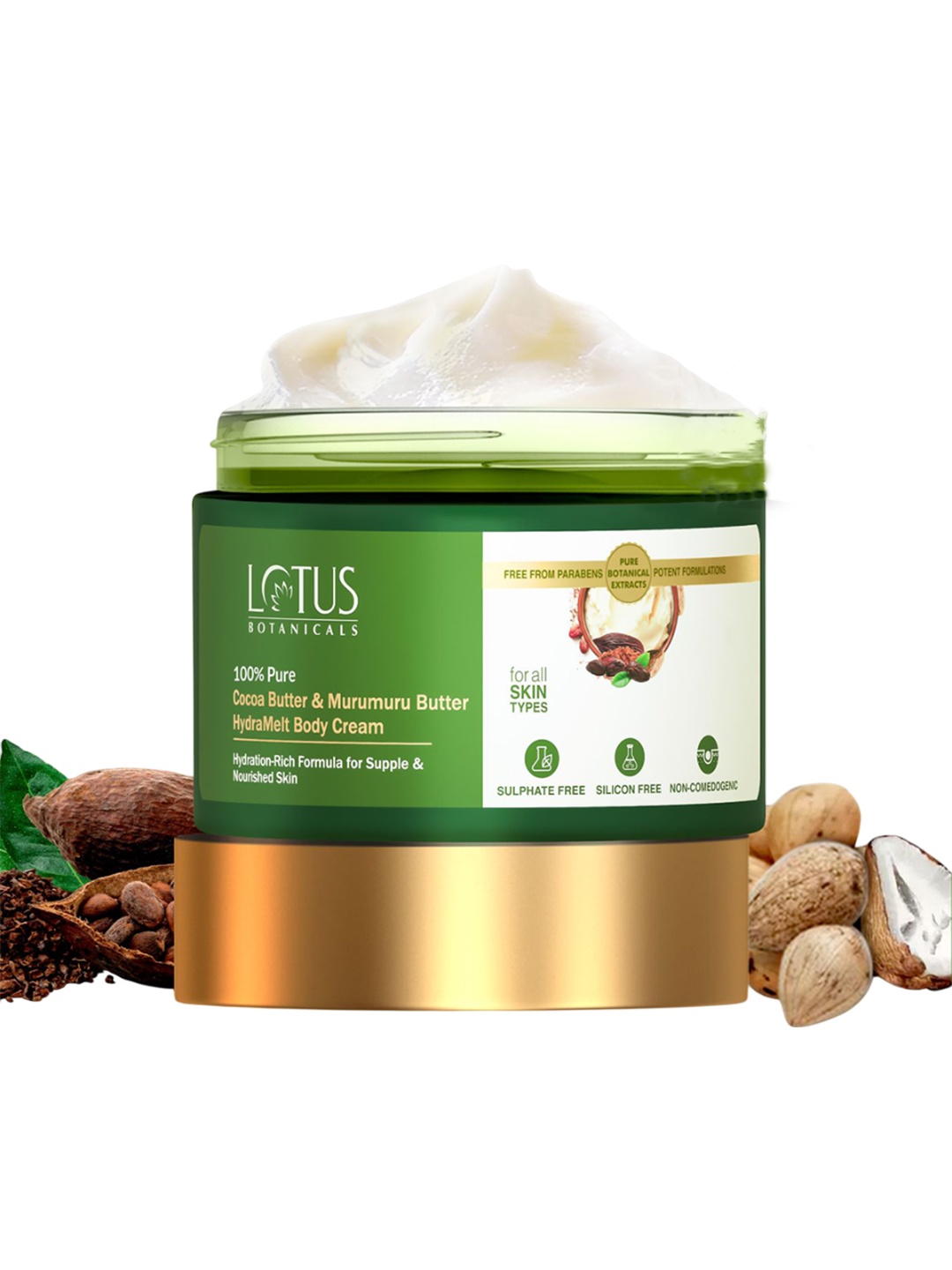 

Lotus Botanicals Cocoa Butter & Murumuru Butter Hydra Melt Body Cream - 200 g, Green