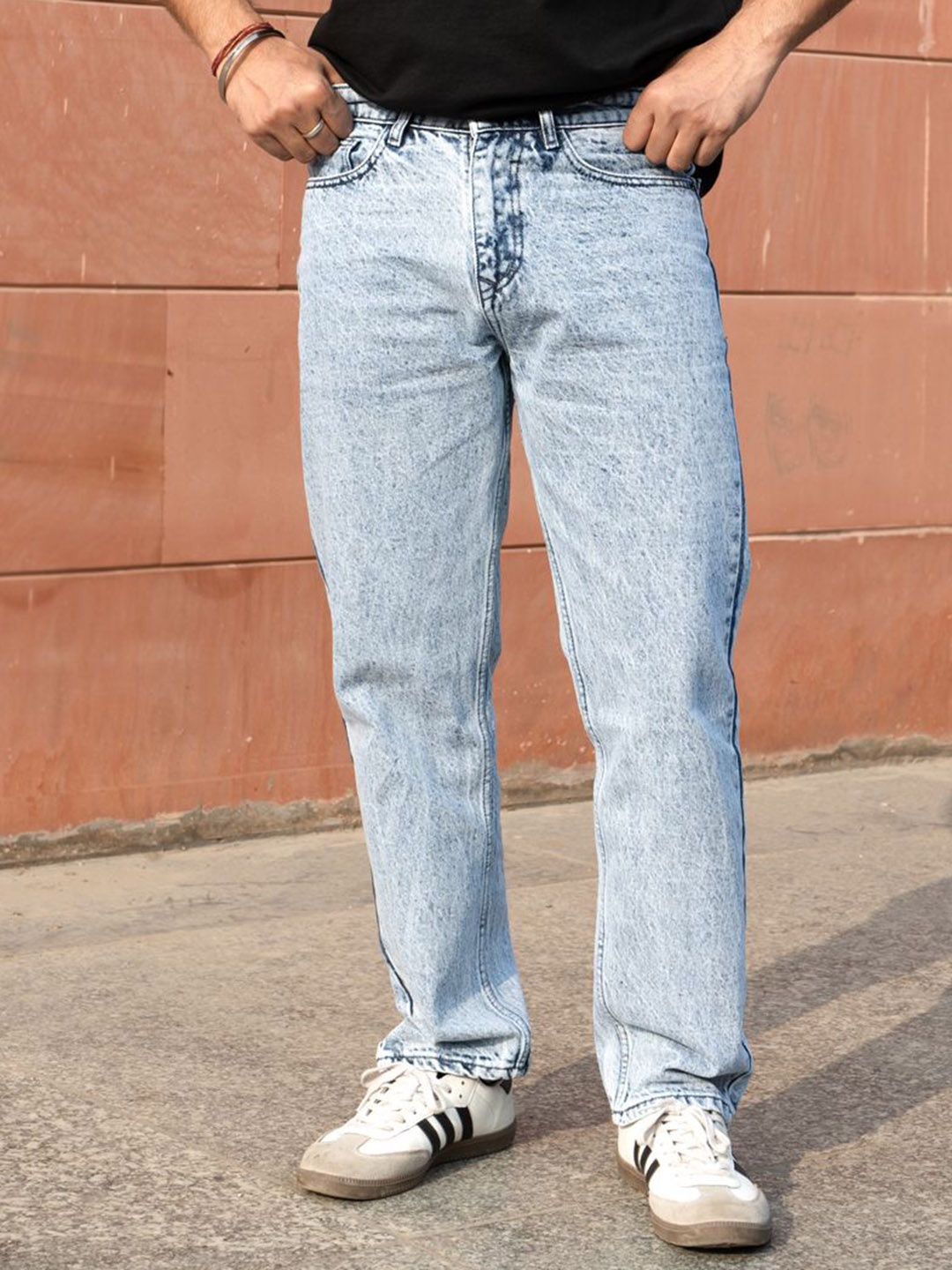 

PEPLOS Men Regular Fit Heavy Fade Cotton Jeans, Blue