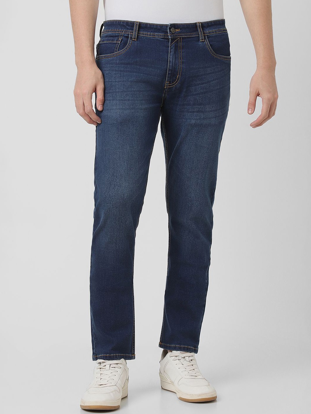 

Peter England Casuals Men Tapered Fit Light Fade Mid-Rise Jeans, Blue