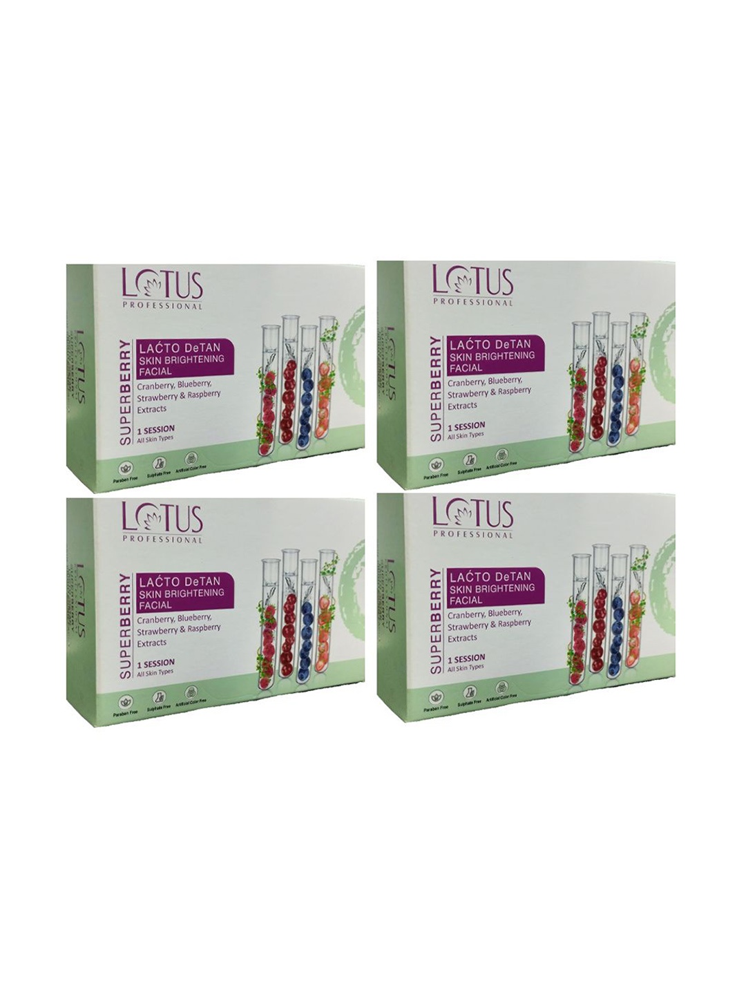 

Lotus Professional Set Of 4 Superberry Lactodetan Facial Kit - 50 g Each, Green