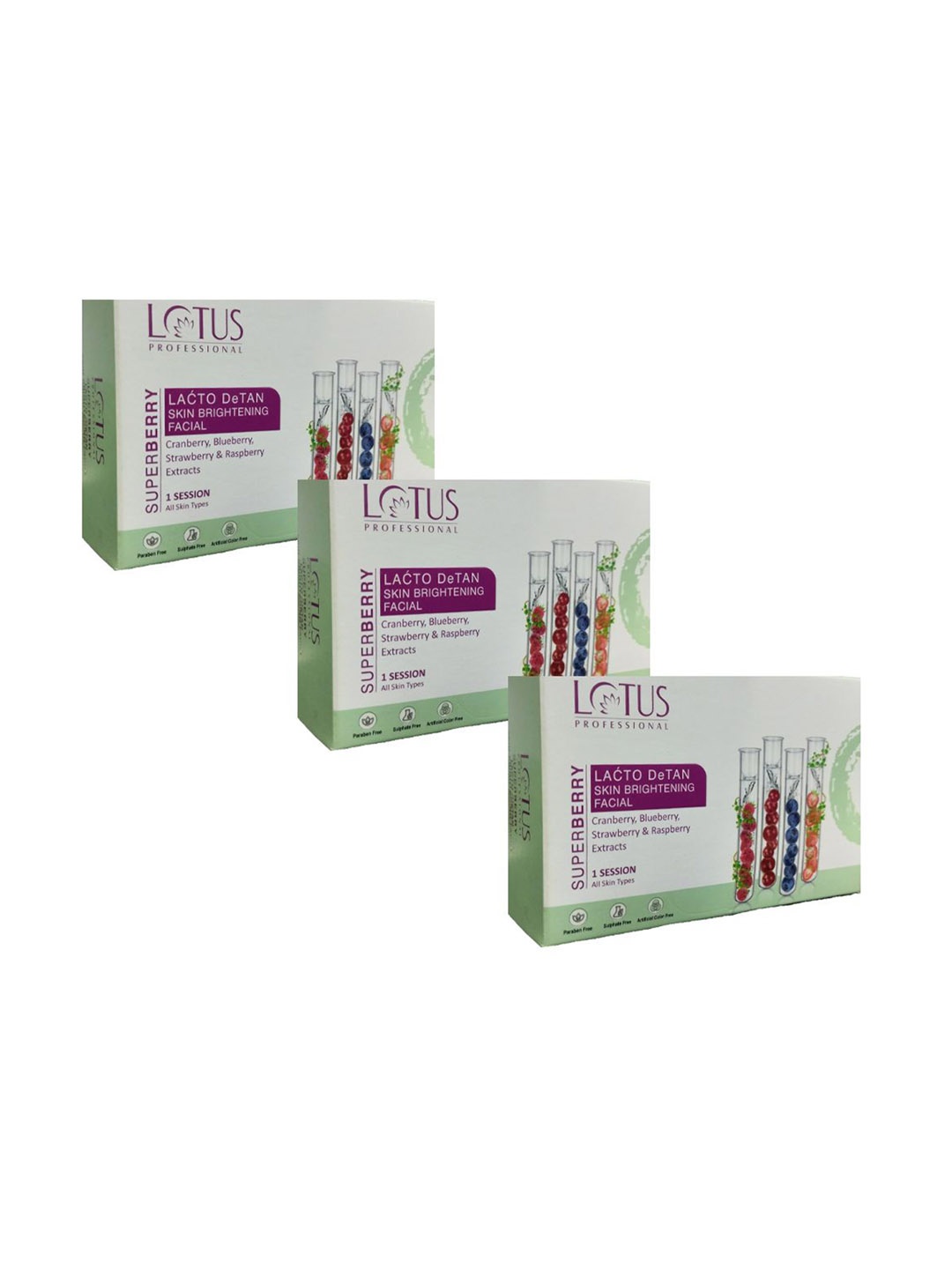 

Lotus Professional Set Of 3 Superberry Lactodetan Facial Kit - 50 g Each, Green