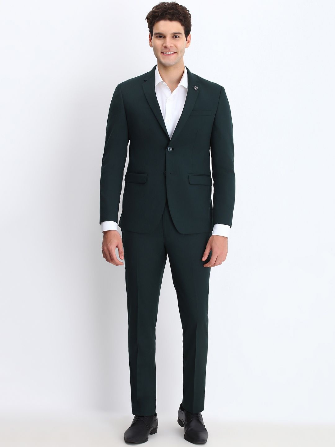 

Allen Solly Men Slim Fit Single-Breasted Two Piece Suit, Green