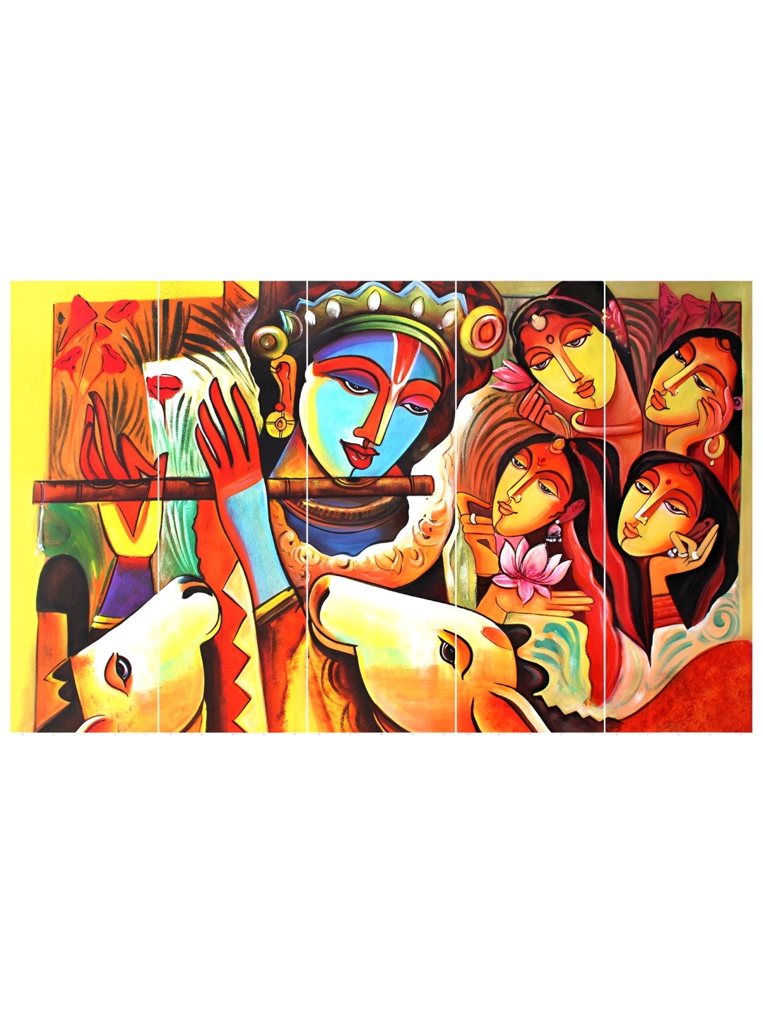 

Inephos Green & Blue 5 Piece Canvas Religious Wall Paintings