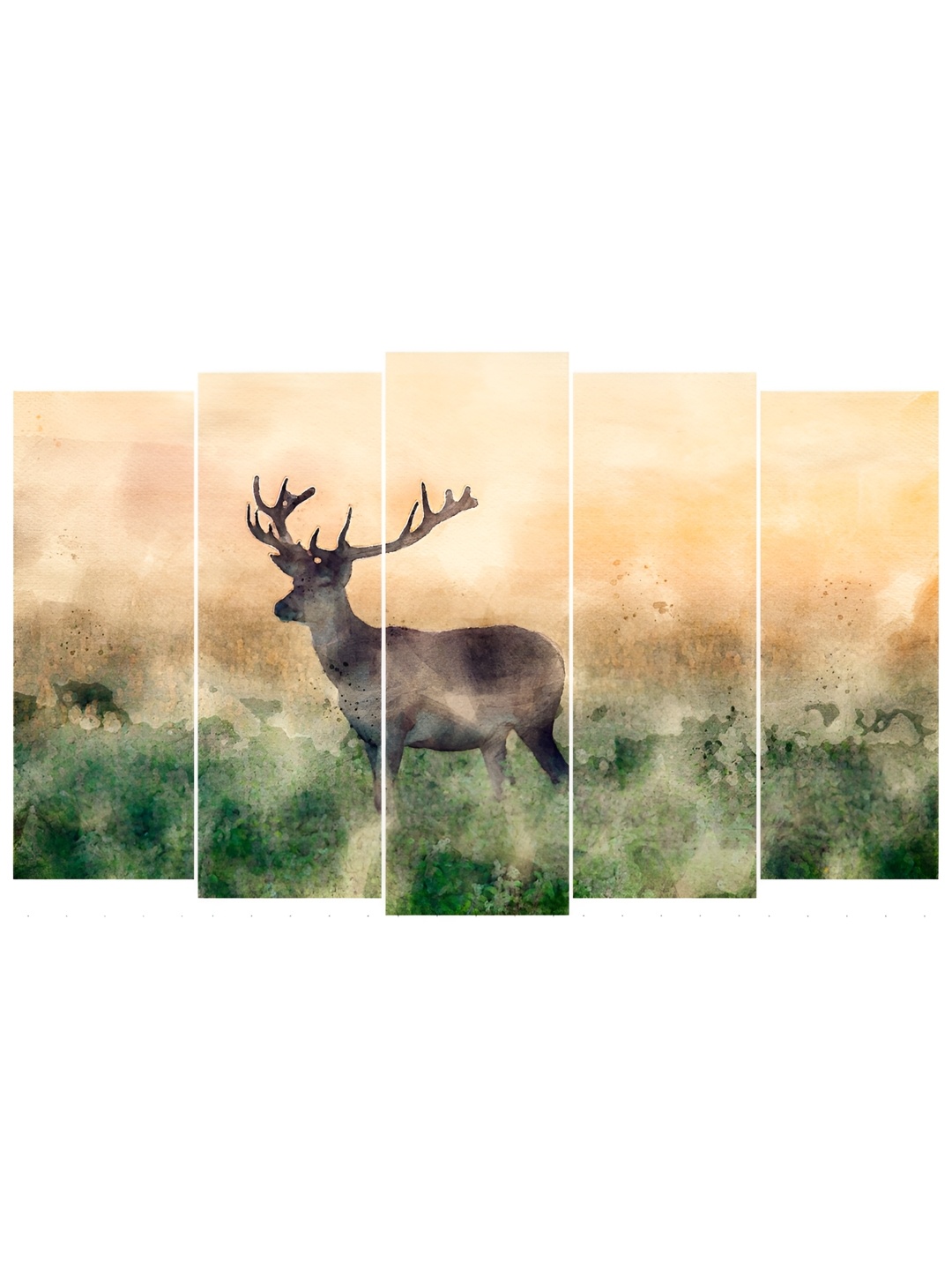 

Inephos Green and Brown 5 Pieces Birds and Animals Printed Vinyl Wall art