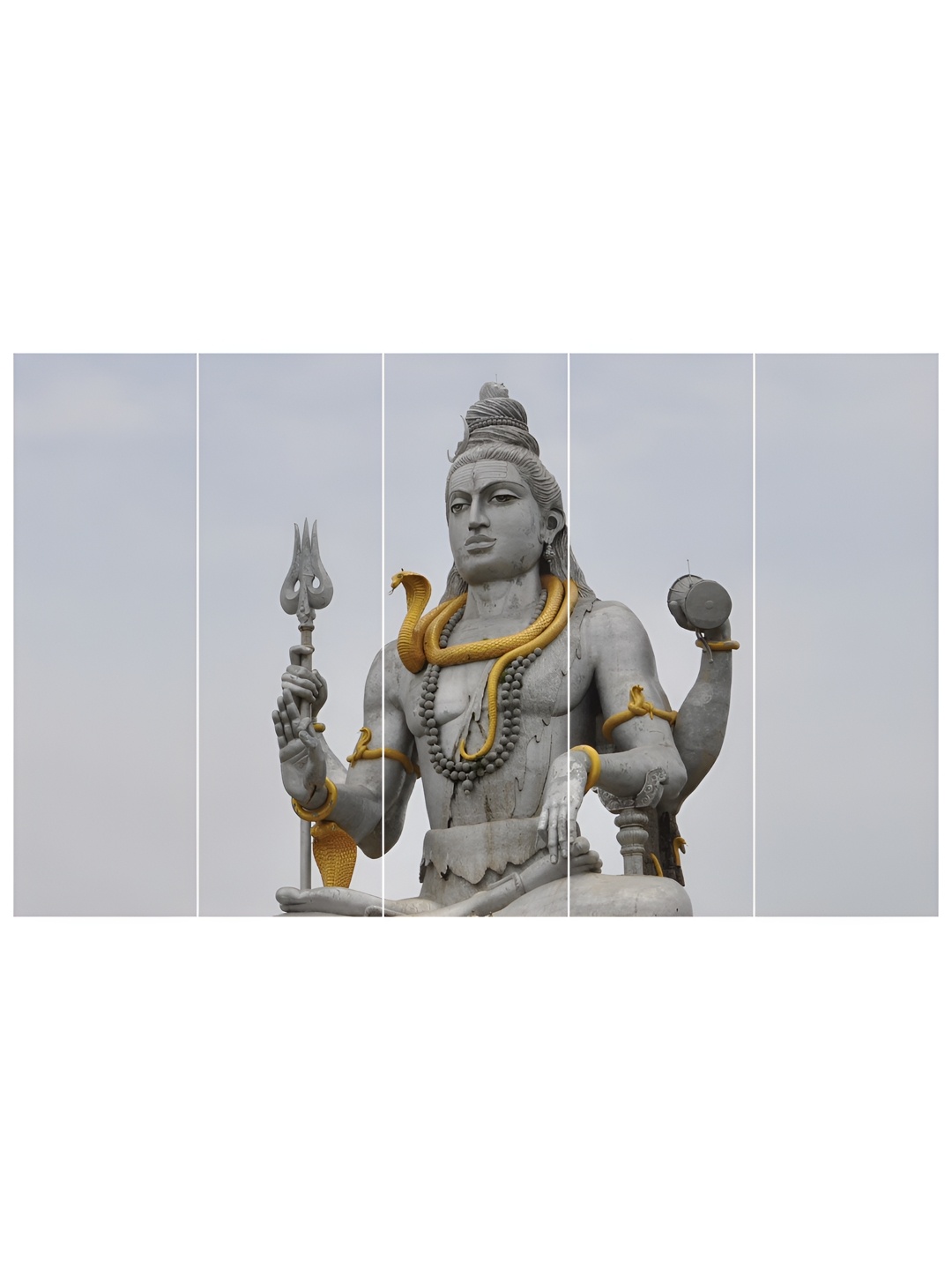 

Inephos Grey & Yellow 5 Pieces God Shiv Religious Printed Vinyl Wall Art