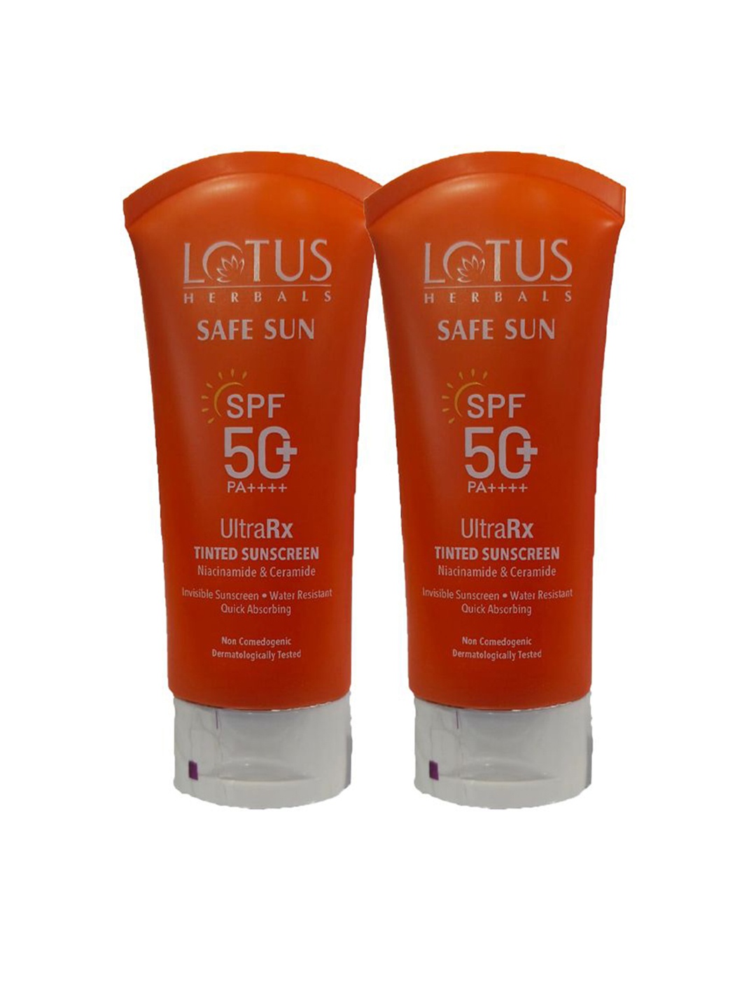 

Lotus Herbals Safe Sun Set Of 2 UltraRx Tinted Sunscreen Spf-50 - 50 g Each, Orange