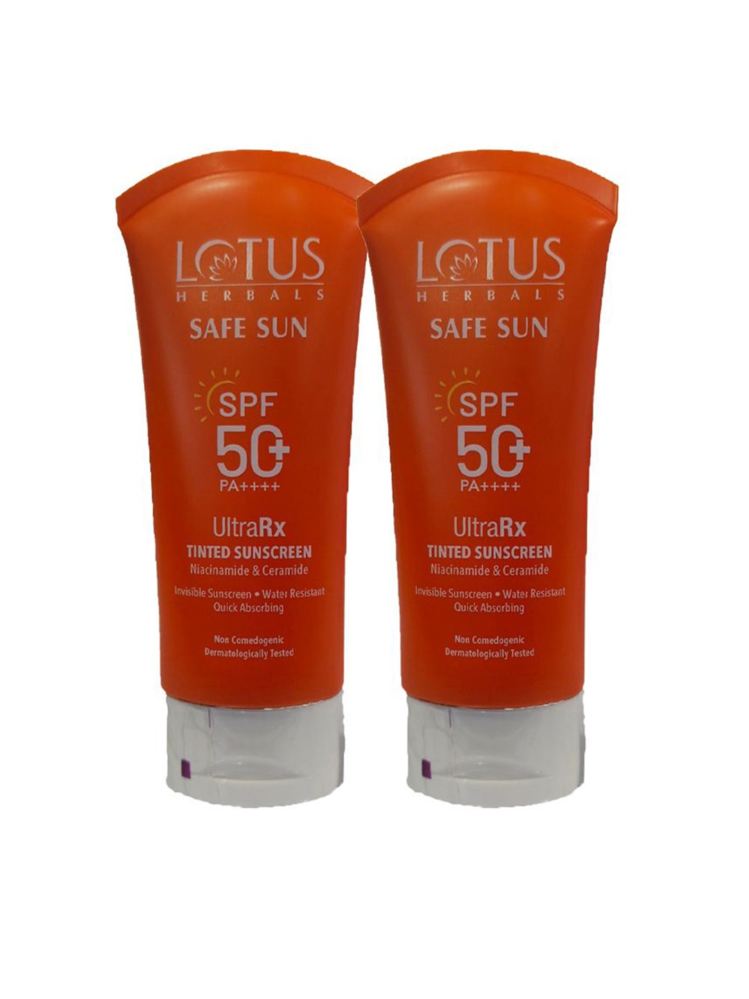 

Lotus Herbals Safe Sun Set Of 2 UltraRx Matte Tinted Sunscreen SPF 50 PA++++ - 50 g Each, Orange