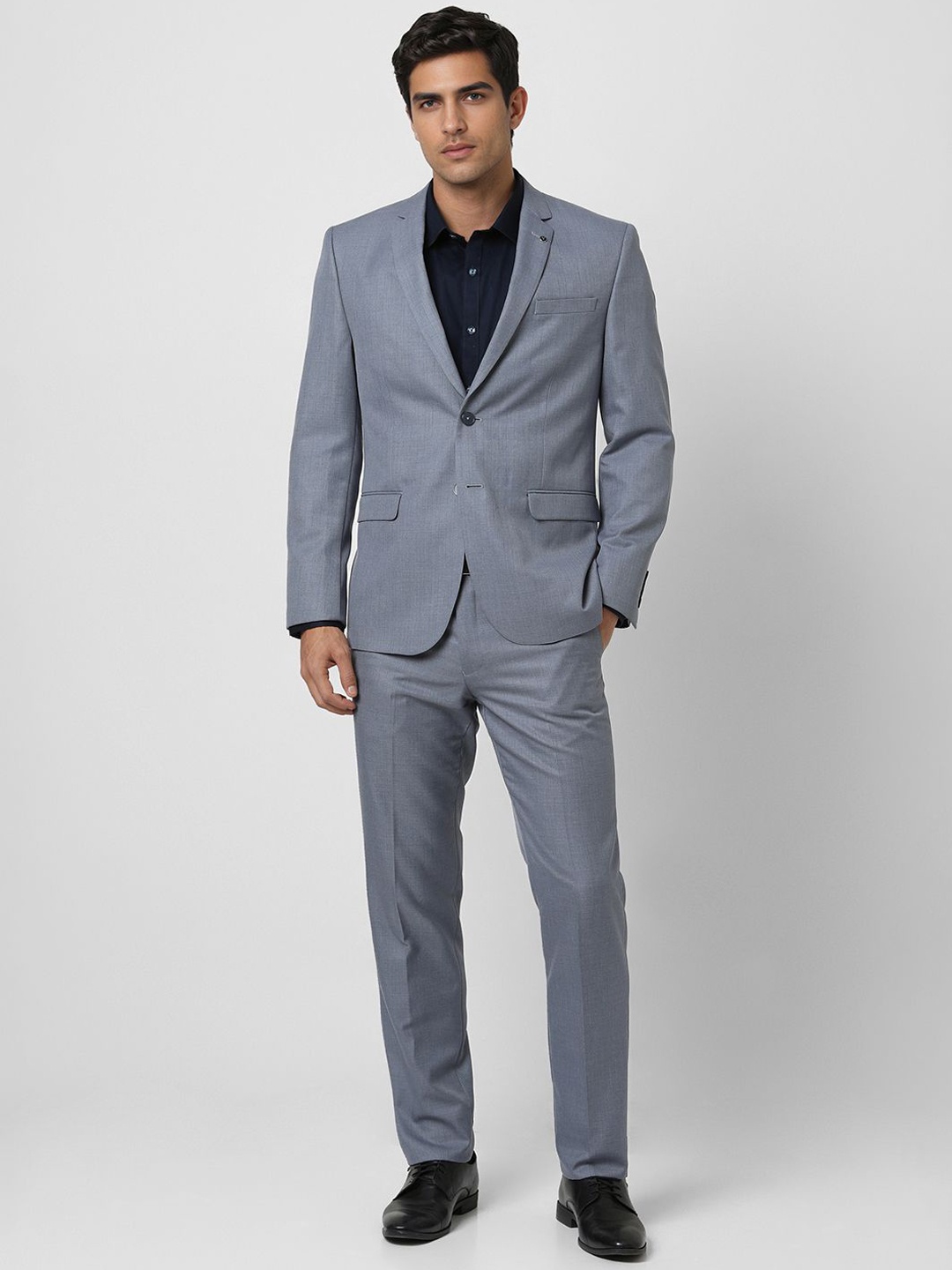 

Van Heusen Men Checked Slim Fit Single-Breasted 2 Piece Suit, Grey