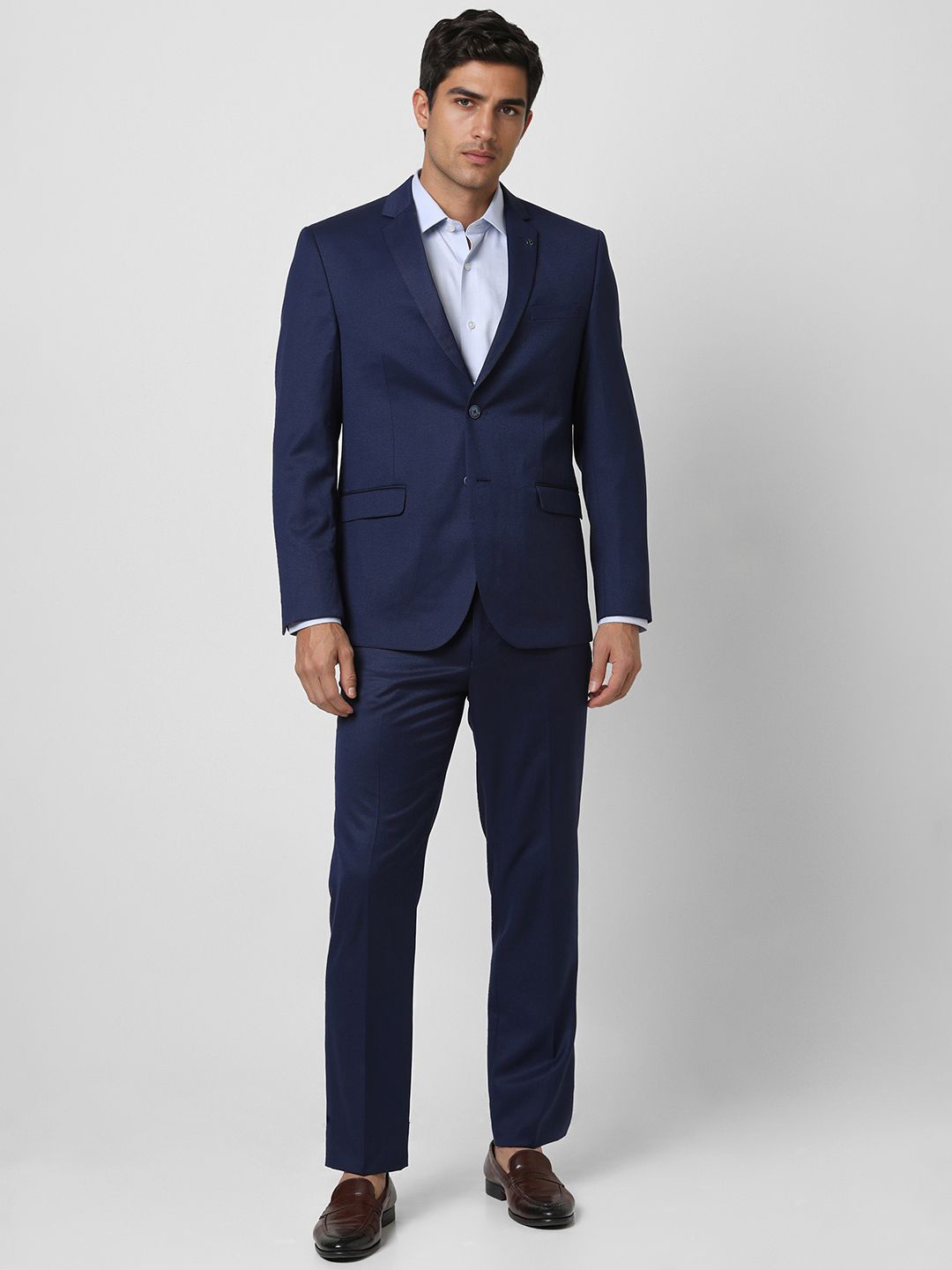 

Van Heusen Men Textured Slim Fit Single-Breasted 2 Piece Suit, Navy blue