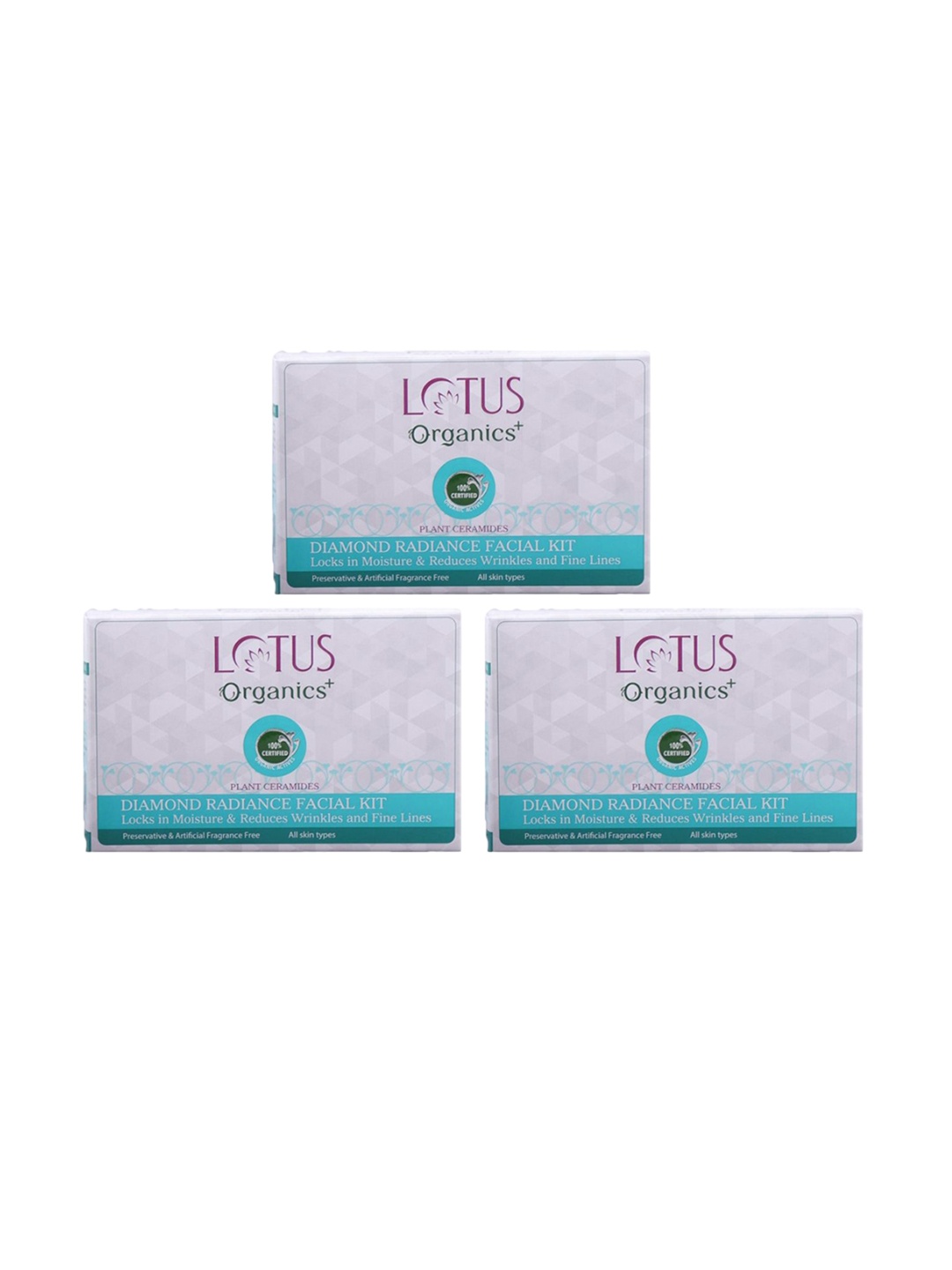 

Lotus Organics+ Set Of 3 Diamond Radiance Facial Kit - 54 g Each, Blue