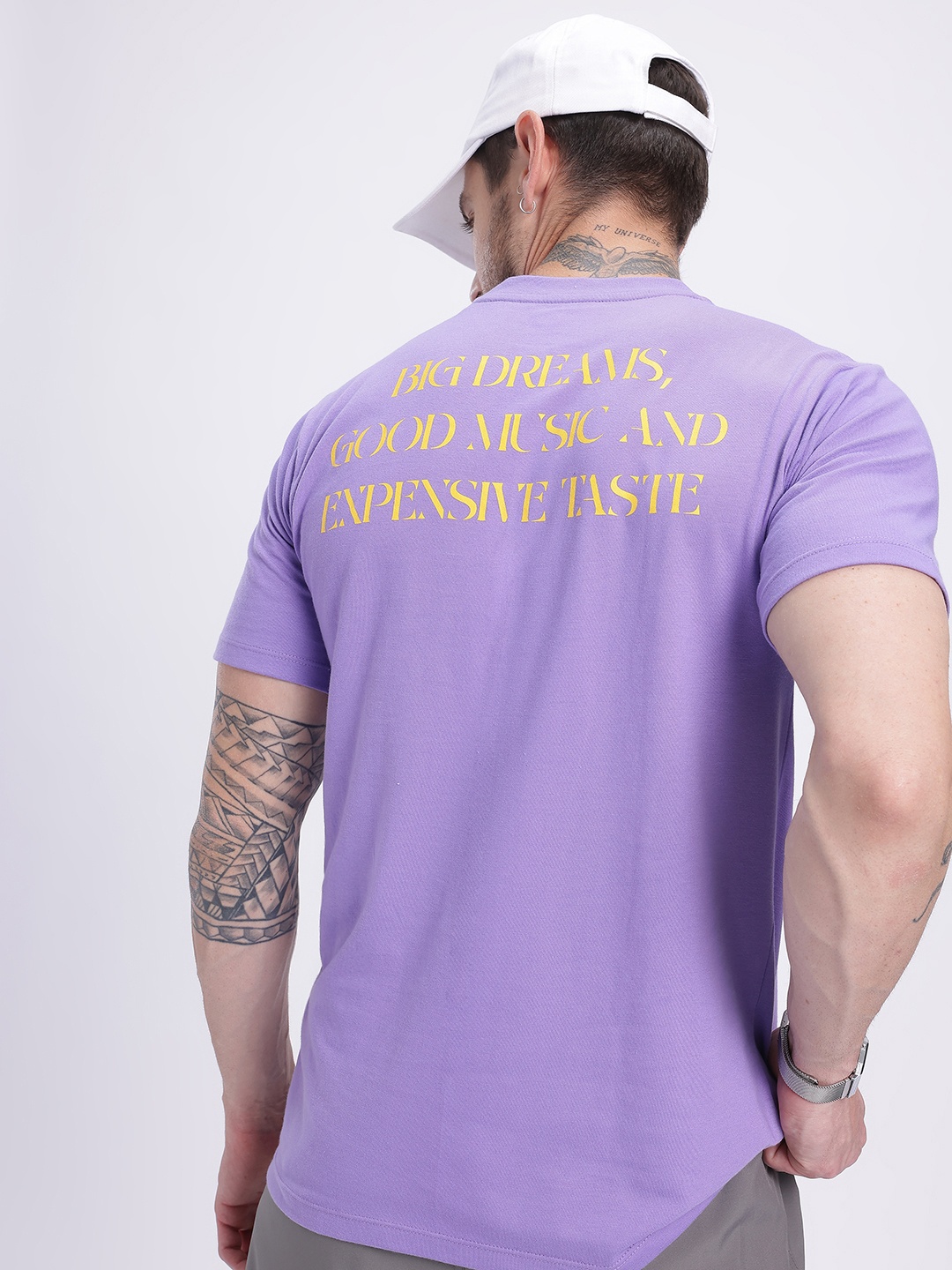 

glitchez Expressive Fonts Print Round-Neck Regular Fit T-shirt, Purple