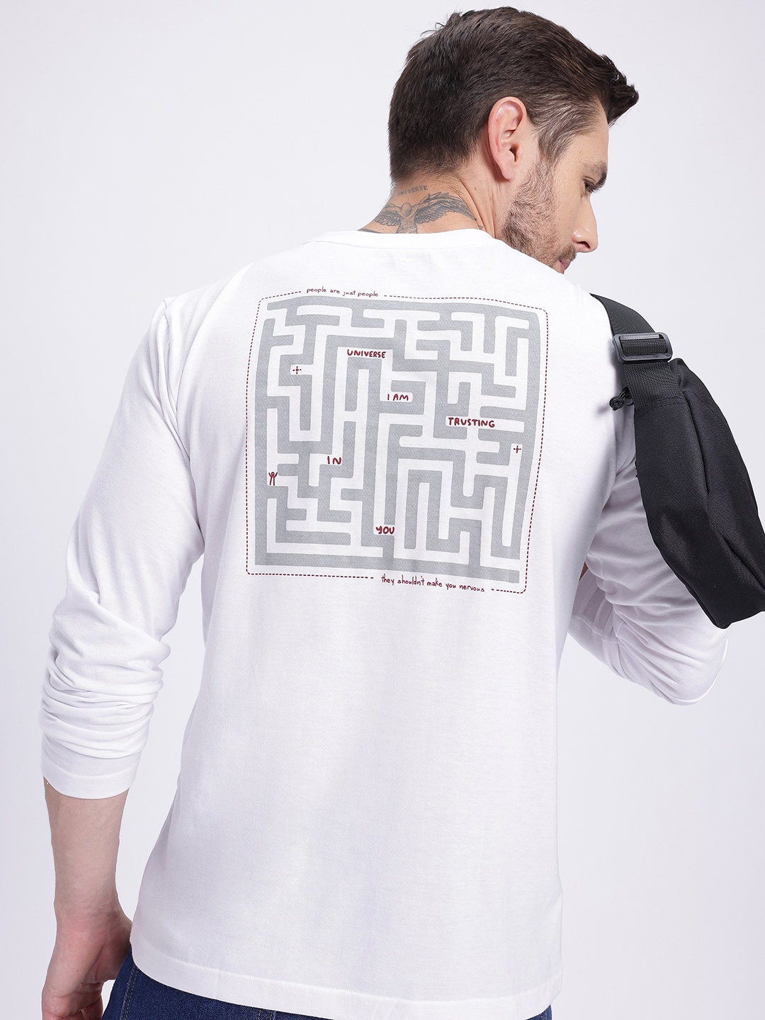 

glitchez Escape the Matric Graphic Printed T-shirt, White
