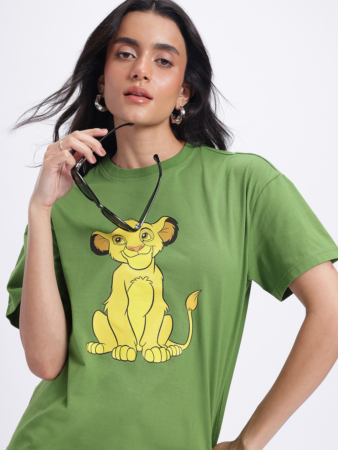 

glitchez Simba's Legacy Printed Oversized T-shirt, Green