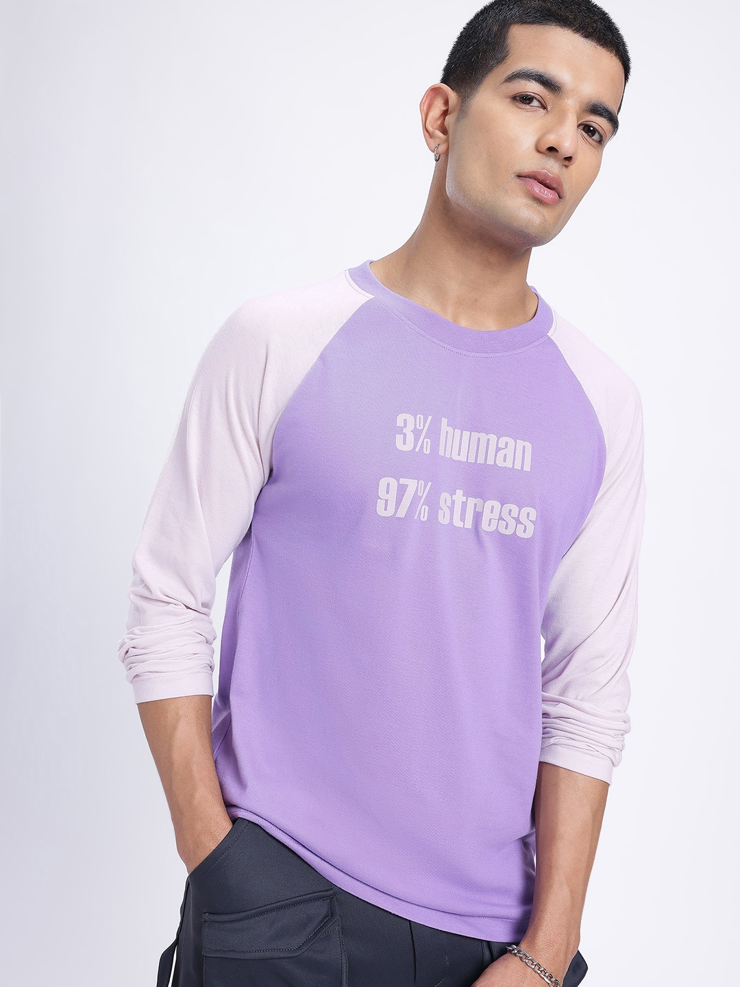 

glitchez Mood Ring Threads Printed Regular Fit T-shirt, Purple