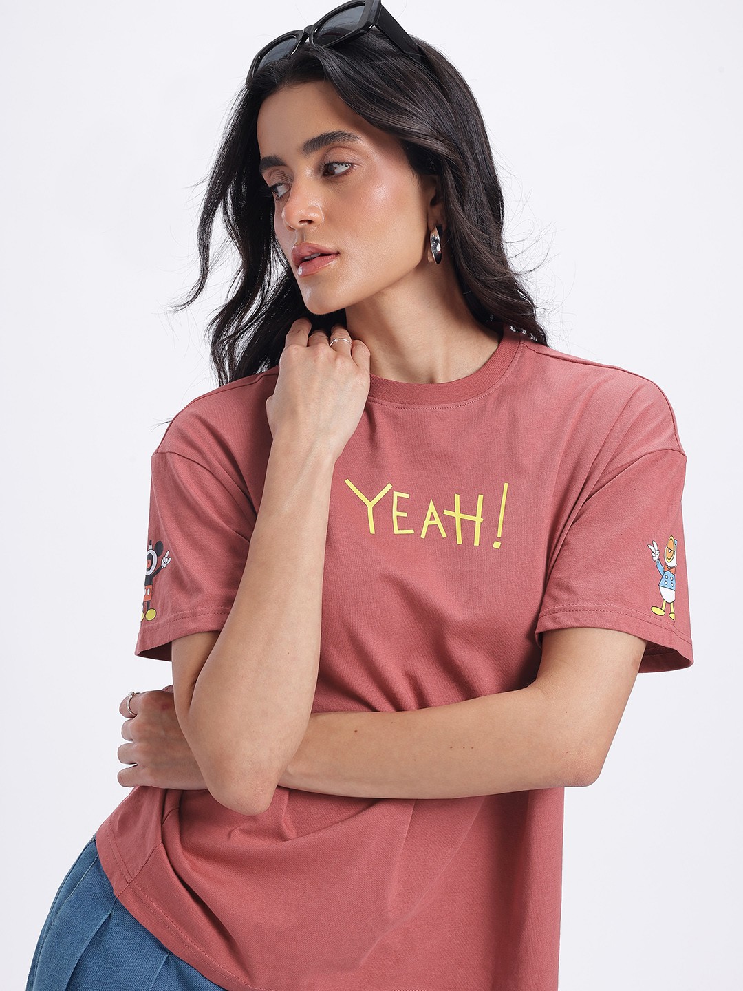 

glitchez Disney Daydreamer Printed Oversized T-shirt, Rust