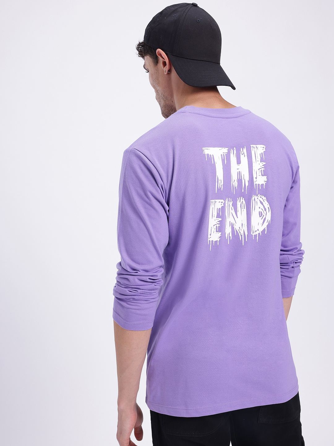 

glitchez Typography Tales Round-Neck Regular Fit T-shirt, Purple