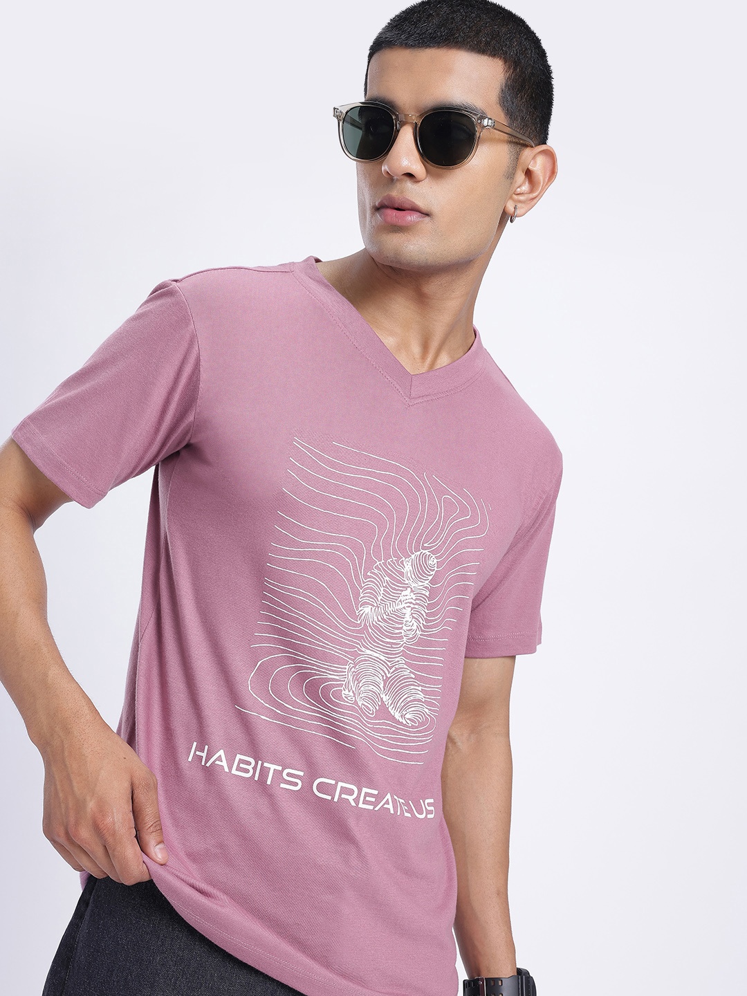 

glitchez Savage Statement Printed Regular Fit T-shirt, Purple