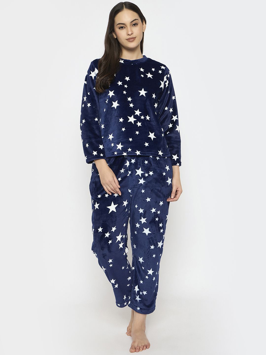 

Camey Women Star Printed Night suit, Navy blue