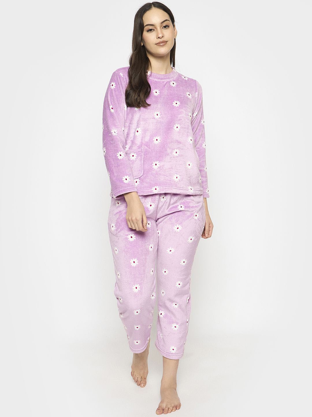 

Camey Women Floral Printed Night suit, Purple