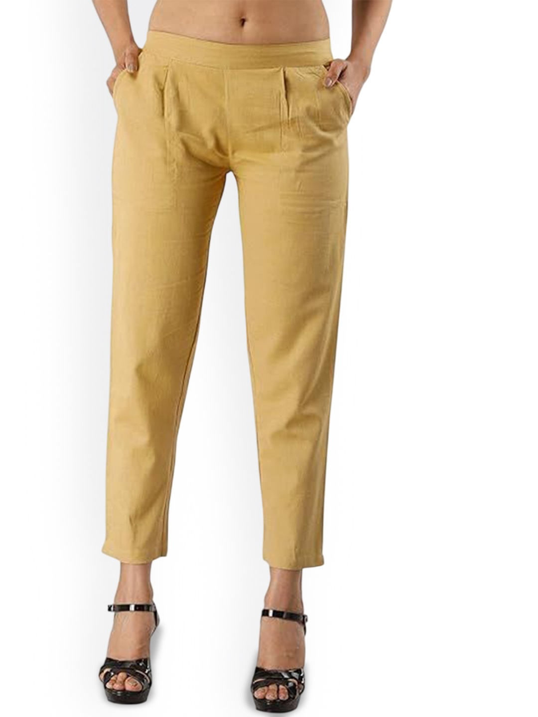 

MIRAYYA Women Relaxed Trousers, Beige