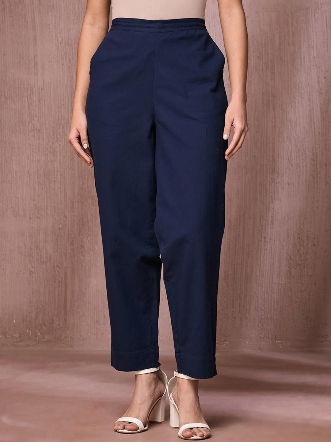 

Fabindia Women Slip On Trousers, Blue