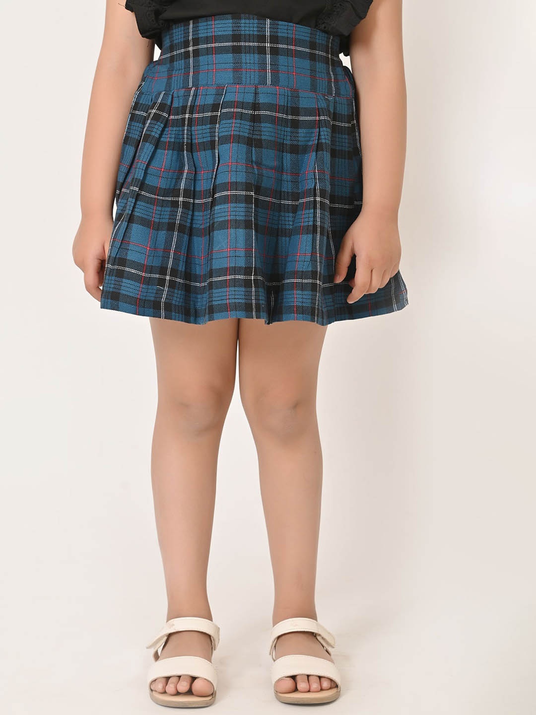 

Megha Overseas Girls Checked Pure Cotton Skirts, Blue