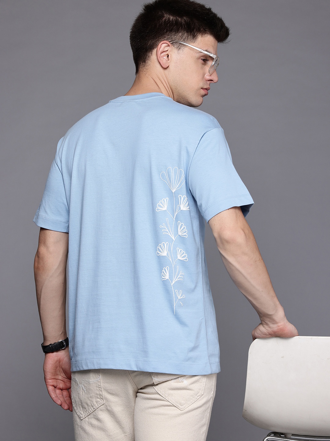 

Allen Solly Floral Printed Relaxed Cotton T-shirt, Blue