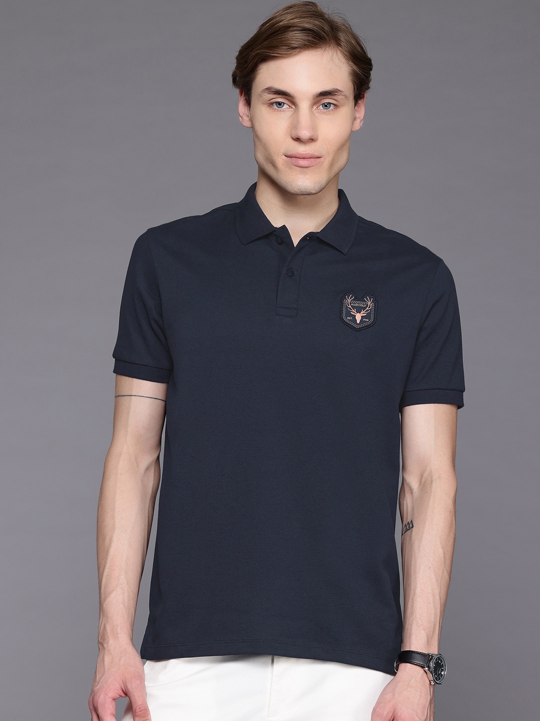 

Allen Solly Men Polo Collar T-shirt, Navy blue