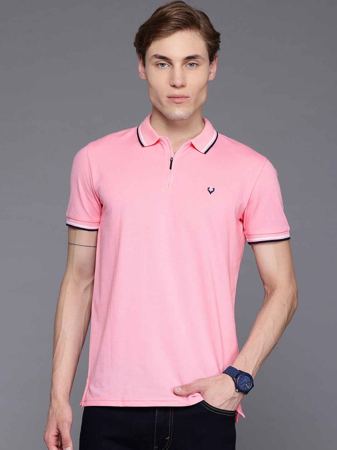 

Allen Solly Men Polo Collar T-shirt, Pink