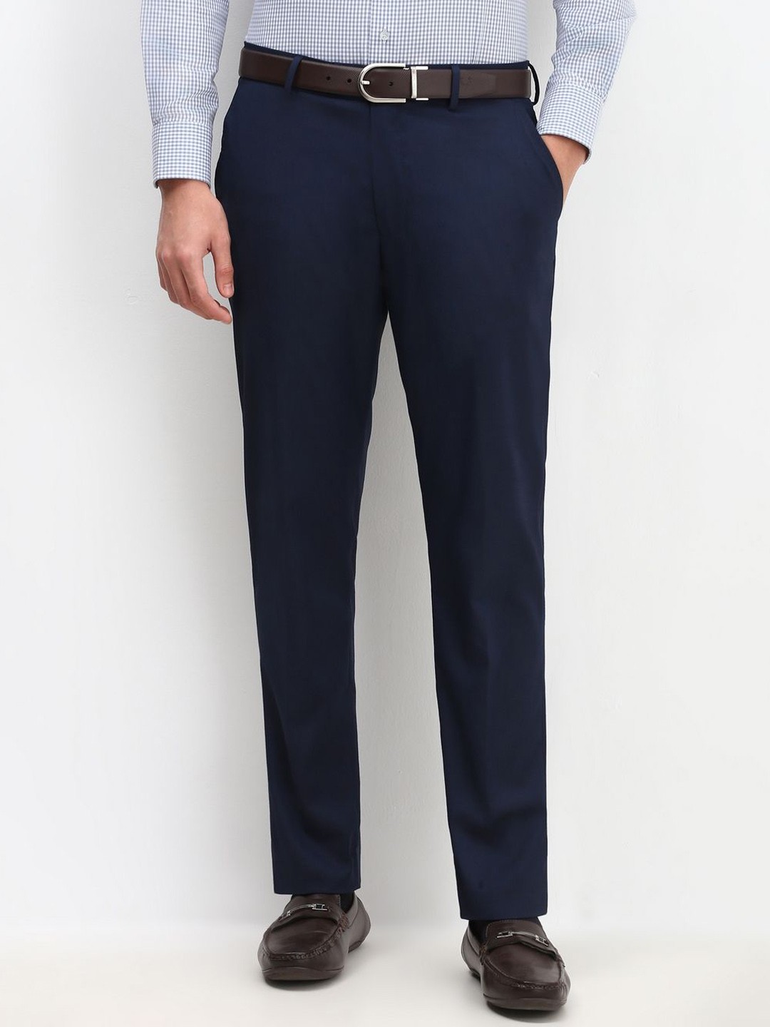 

Allen Solly Sport Men Slim Fit Formal Trousers, Navy blue