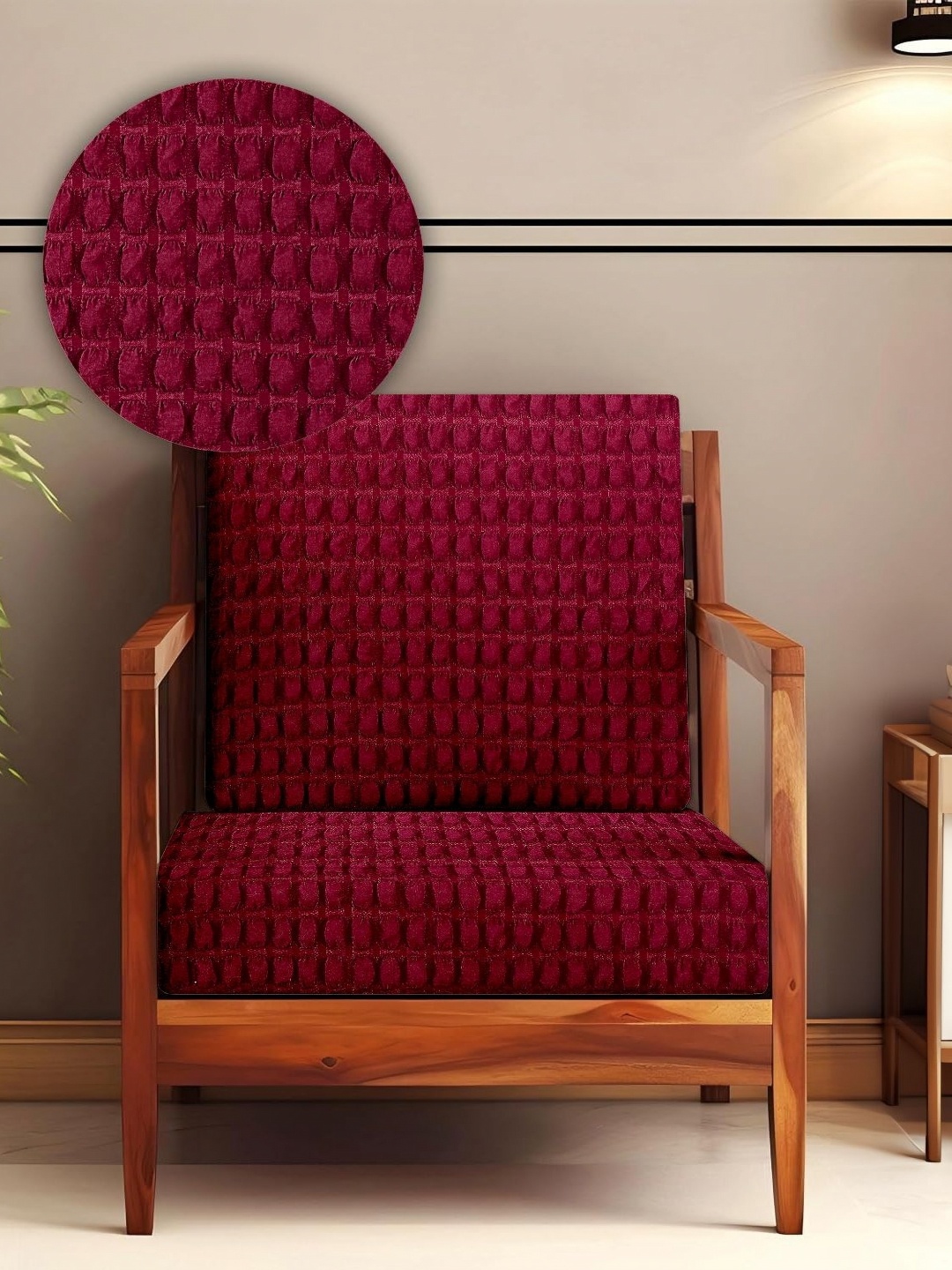 

Cortina Maroon Pack of 5 Solid Soft Bubble Stretchable Sofa Slipcovers