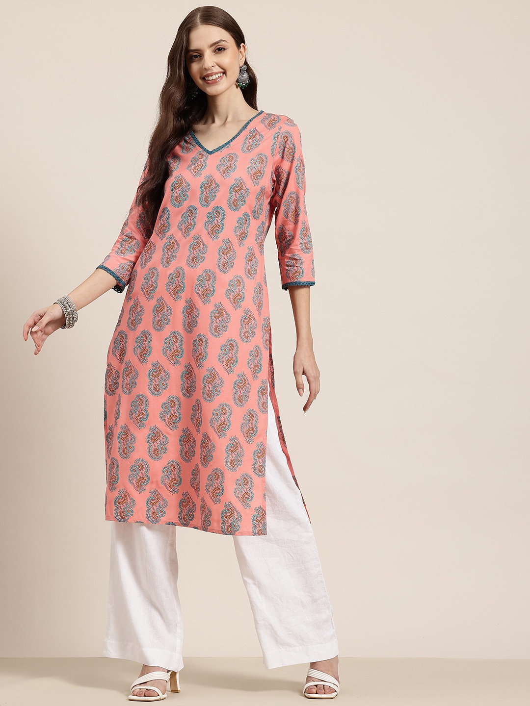 

HERE&NOW Floral Printed Kurta, Pink