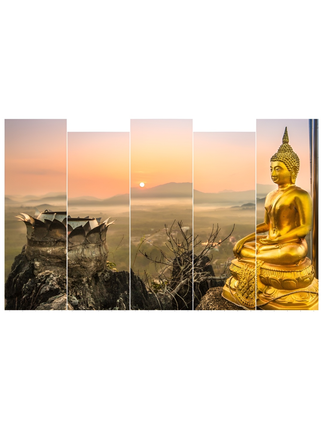

Inephos Gold & Orange 5 Pieces Religious Printed Vinyl Wall Art