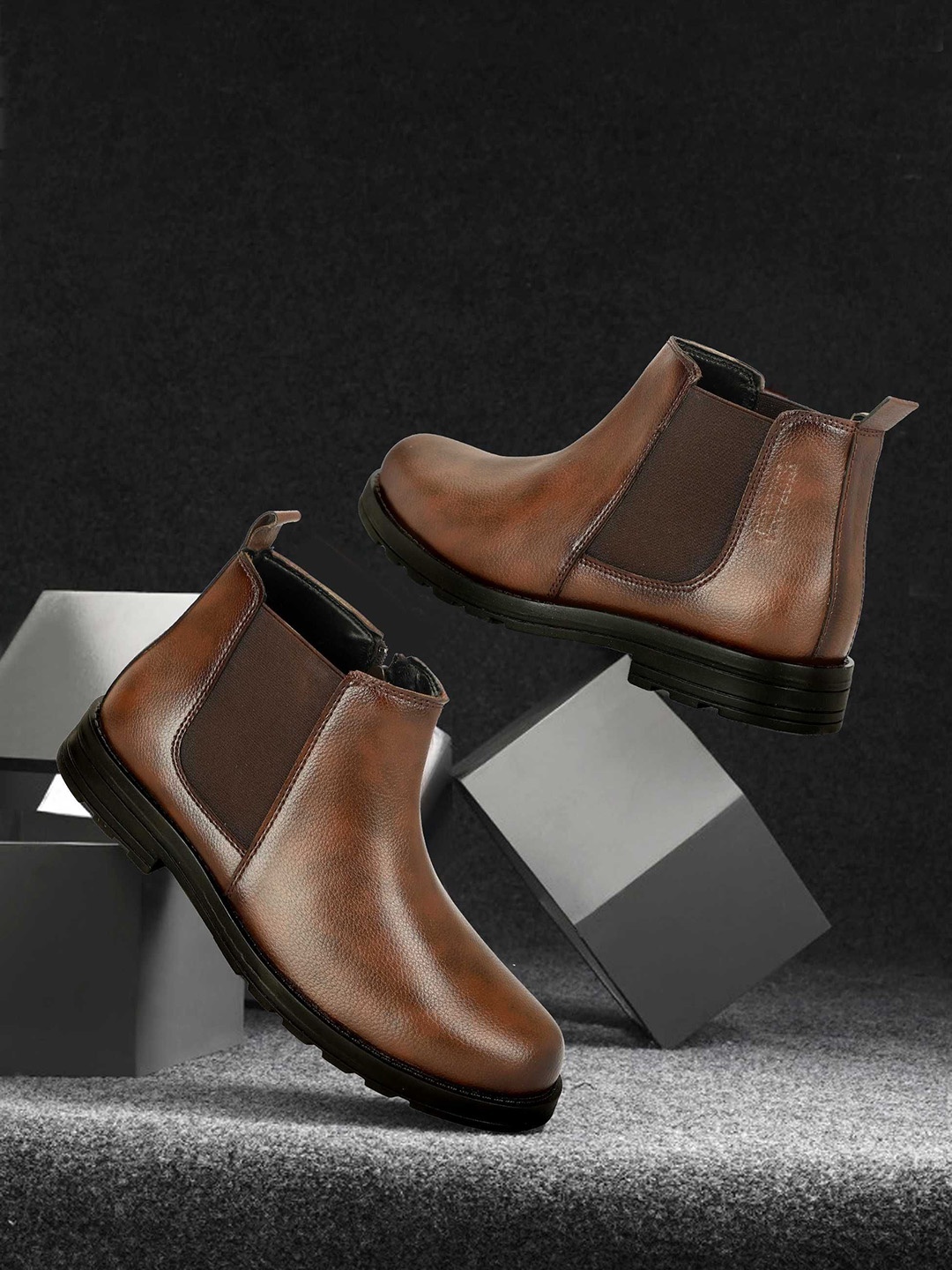 

SHOZANIA Men Chelsea Boots, Brown