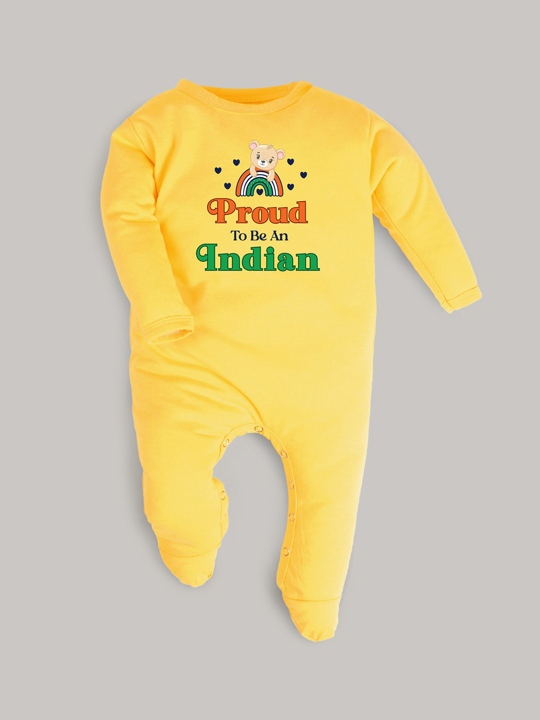 

FFLIRTYGO Kids Cotton Printed Round Neck Rompers, Yellow