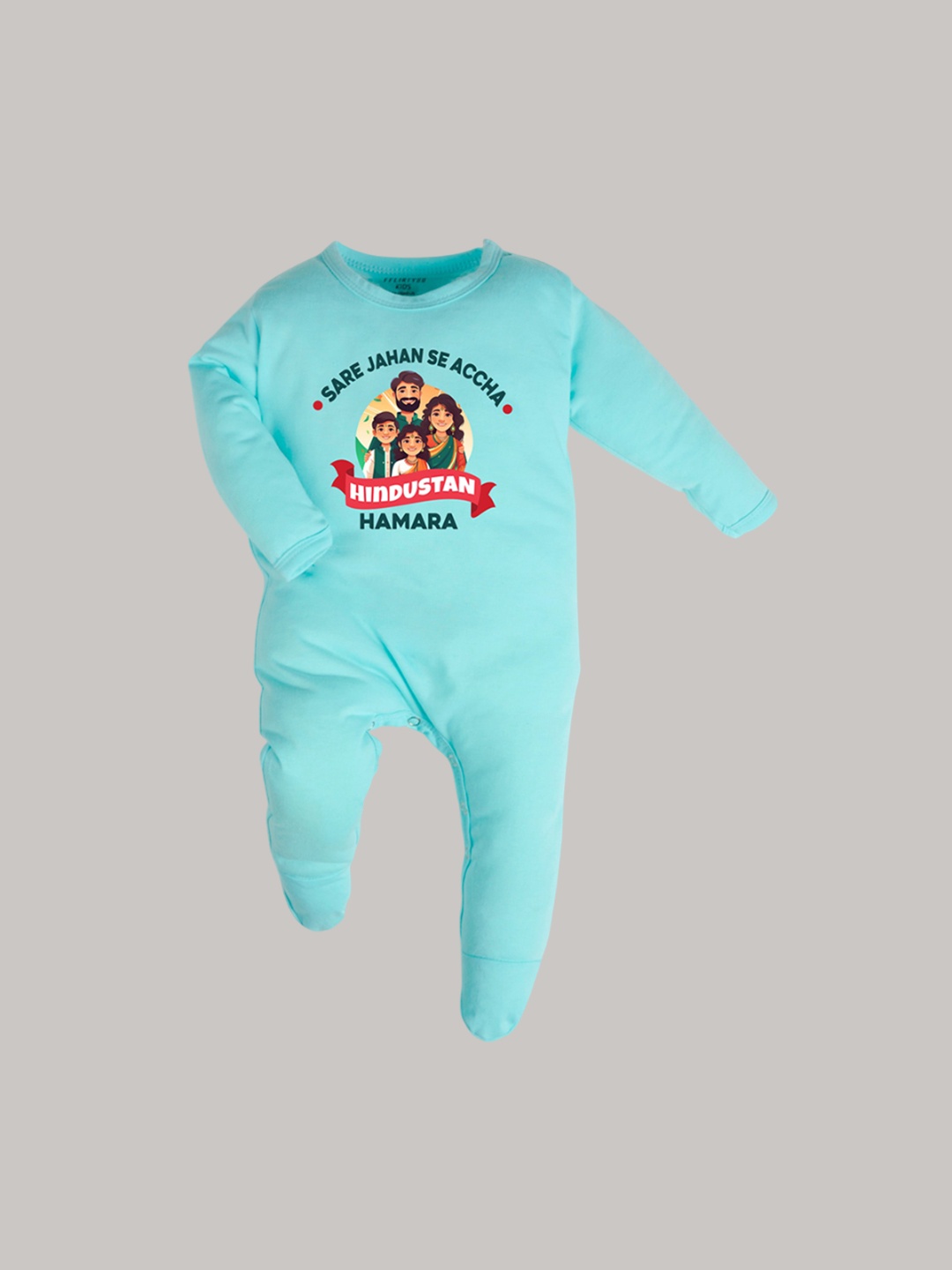 

FFLIRTYGO Kids Printed Round Neck Rompers, Turquoise blue