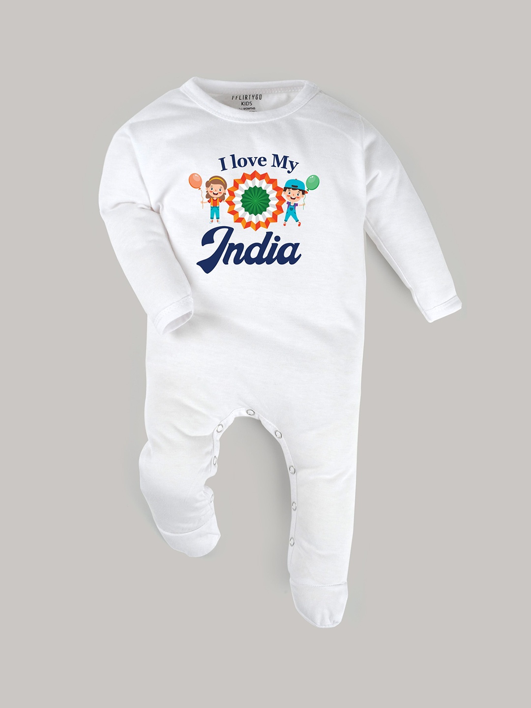 

FFLIRTYGO Kids Printed Cotton Rompers, White