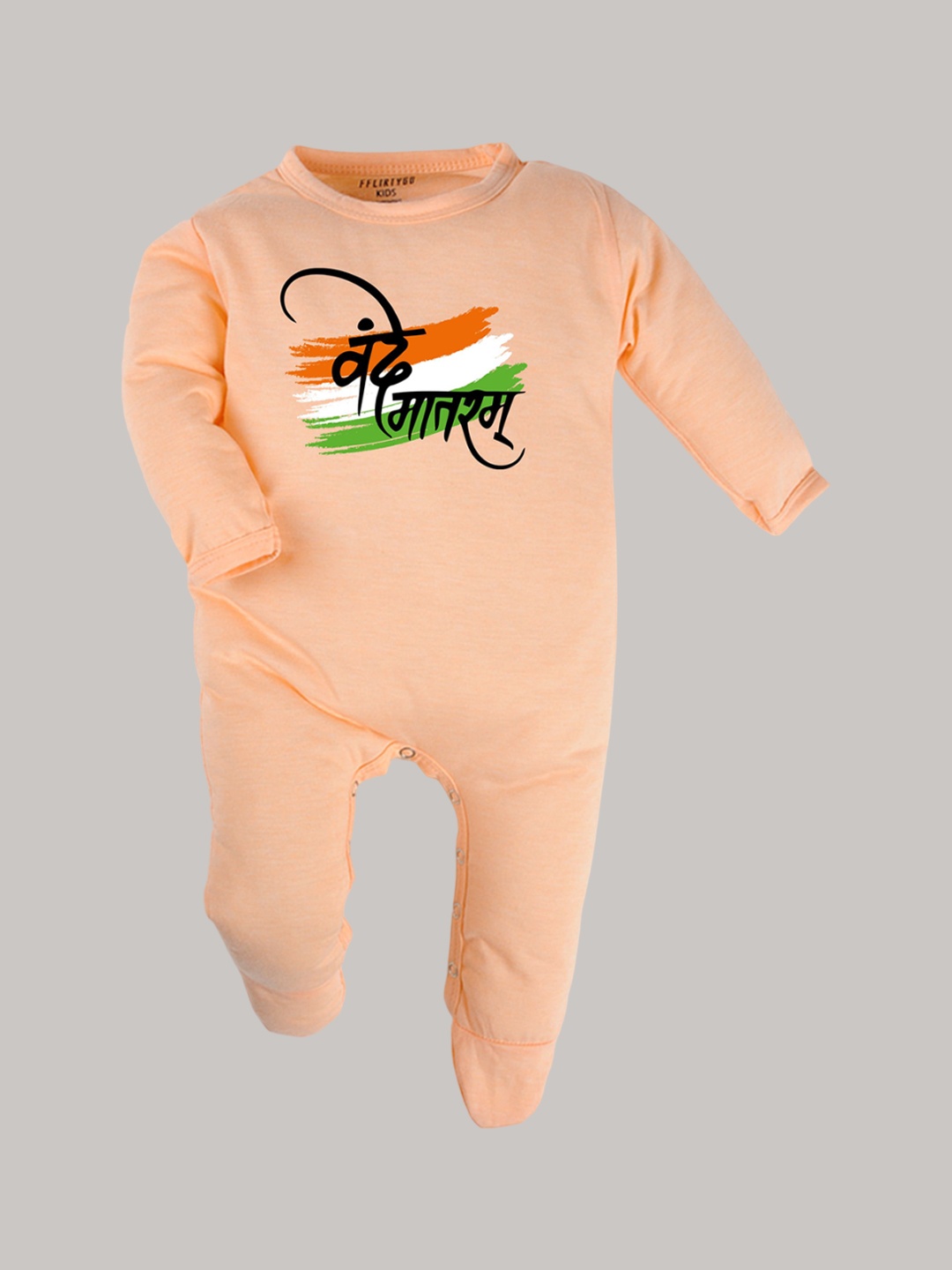 

FFLIRTYGO Kids Printed Cotton Romper, Peach