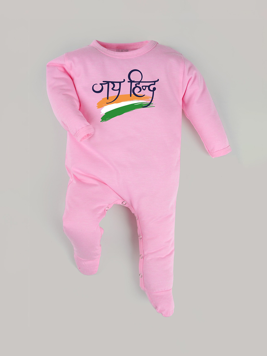 

FFLIRTYGO Kids Printed Cotton Round Neck Rompers, Pink