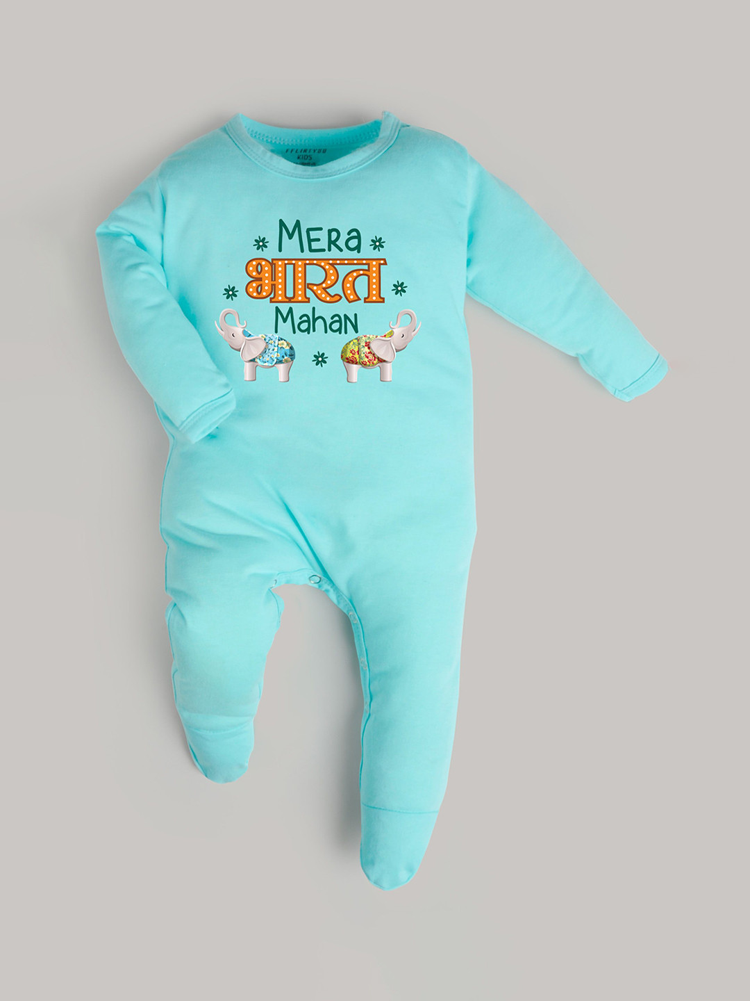 

FFLIRTYGO Kids Printed Round Neck Rompers, Turquoise blue