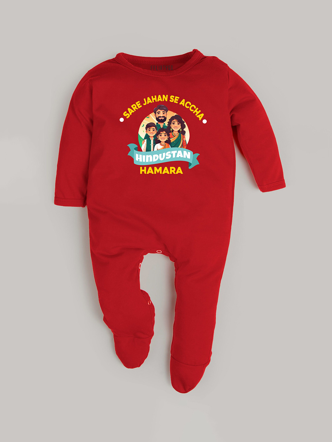 

FFLIRTYGO Kids Printed Round Neck Rompers, Red