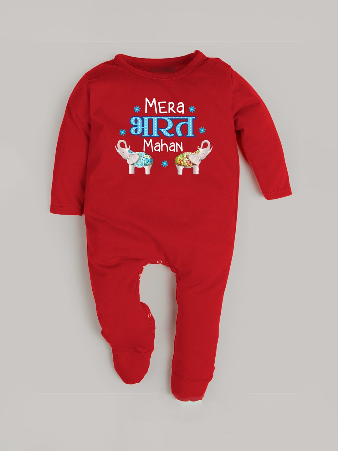 

FFLIRTYGO Kids Printed Cotton Round Neck Rompers, Red