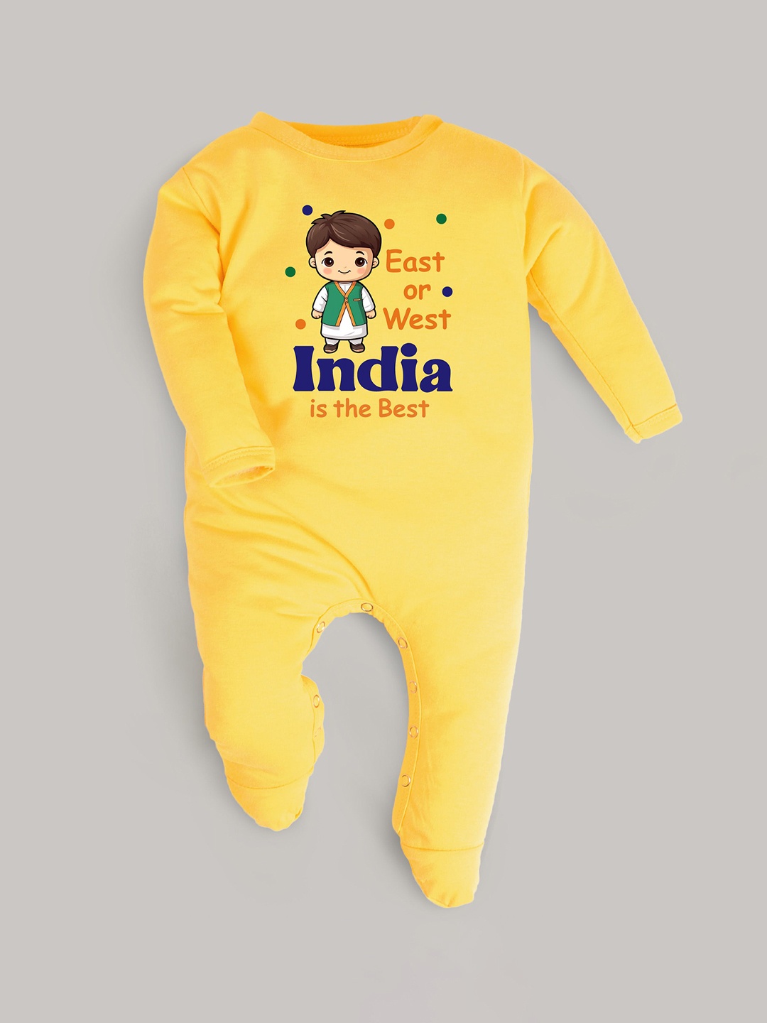 

FFLIRTYGO Infants Republic day Printed Cotton Romper, Yellow
