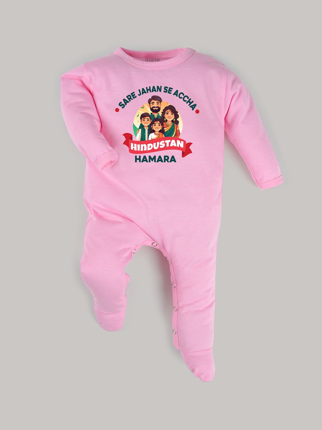 

FFLIRTYGO Kids Printed Cotton Romper, Pink