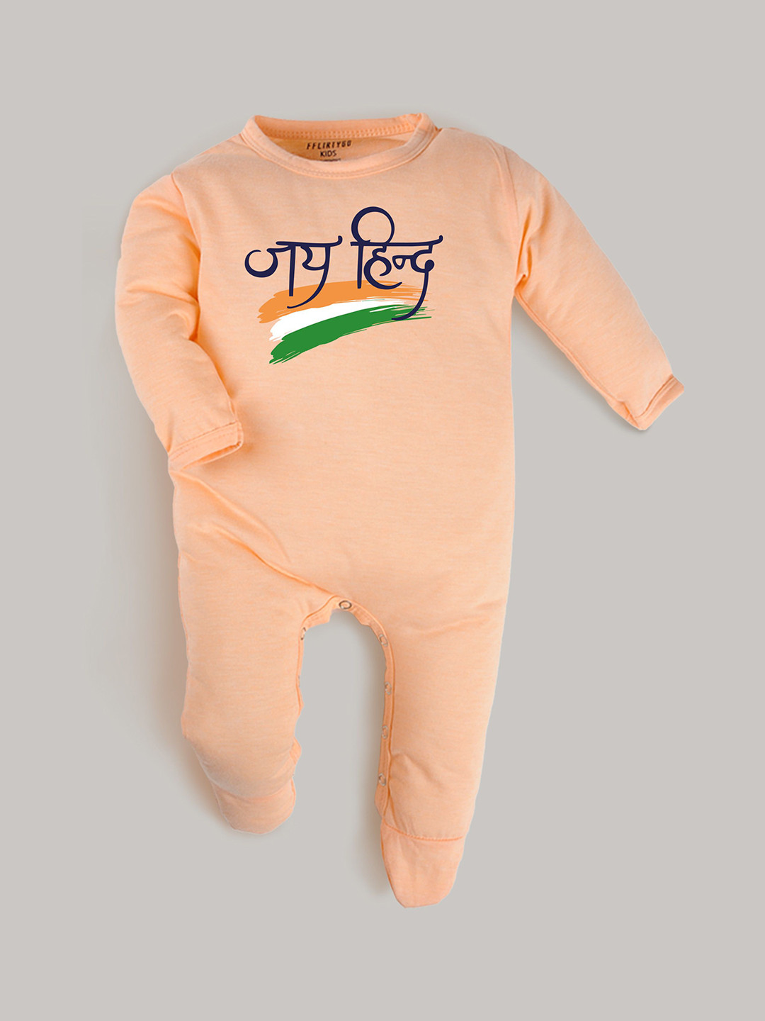 

FFLIRTYGO Kids Printed Round Neck Rompers, Peach