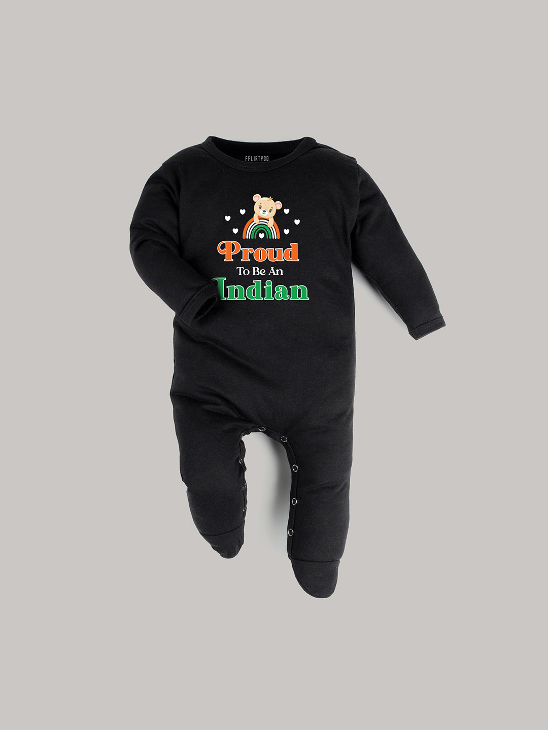 

FFLIRTYGO Printed Cotton Round Neck Rompers, Black