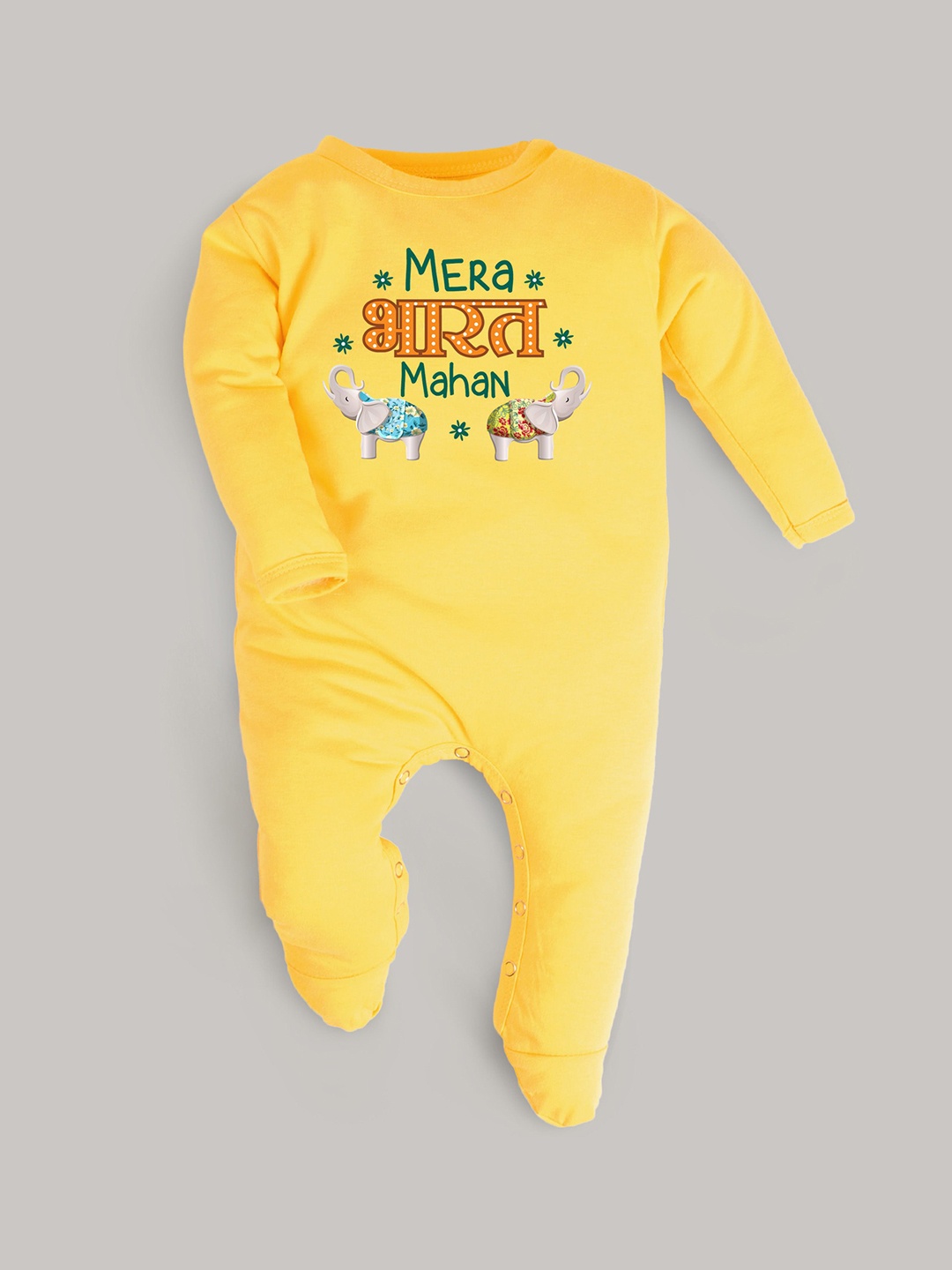 

FFLIRTYGO Printed Cotton Round Neck Rompers, Yellow