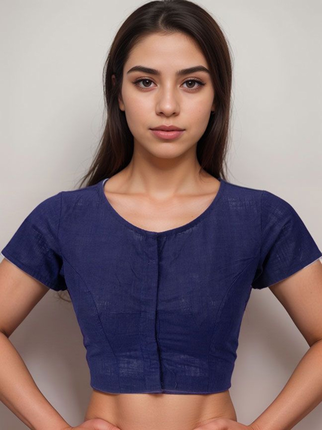 

Avishya Women Cotton Round Neck Saree Blouse, Blue